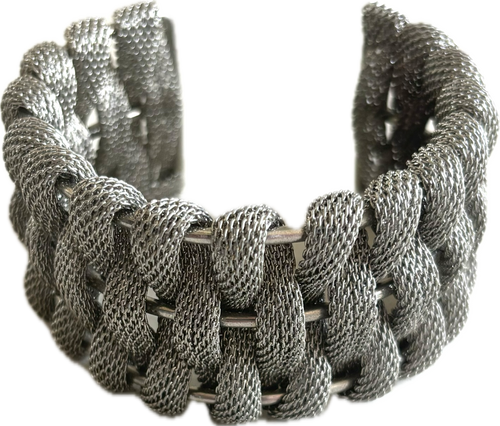 Bold silver Woven Cuff Bracelet