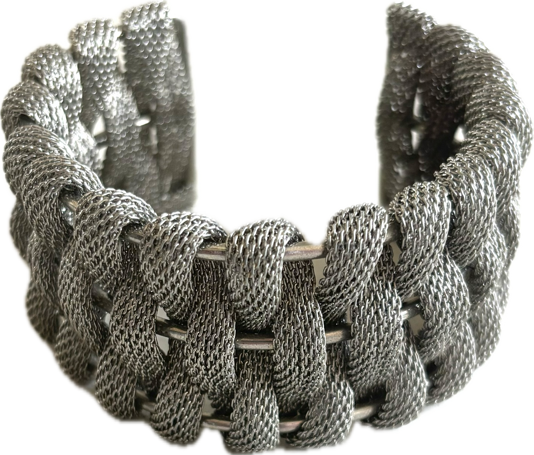 Bold silver Woven Cuff Bracelet