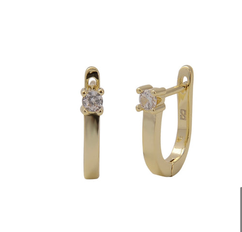 Ovale Silver Hoops with Zircon Stone gold