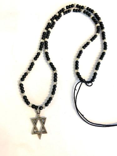 Magen David black beads