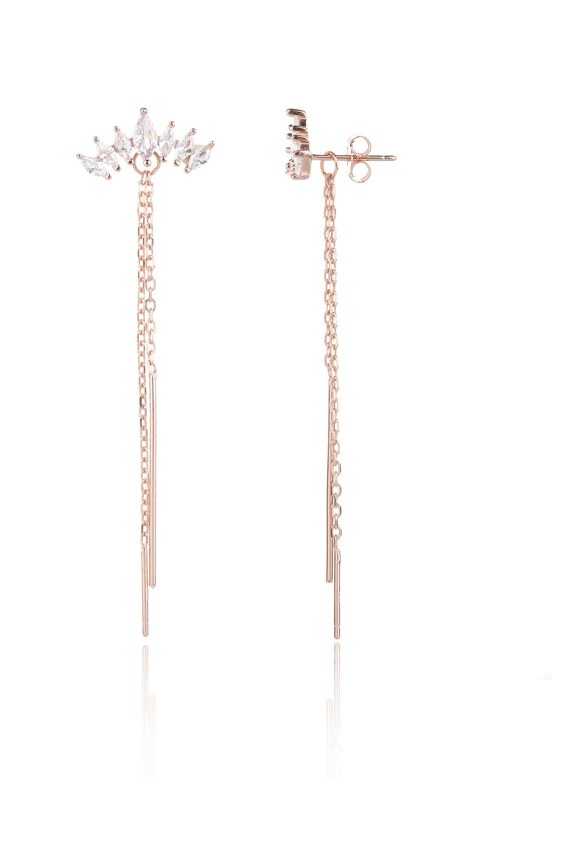 Crown and chain earrings rose gold