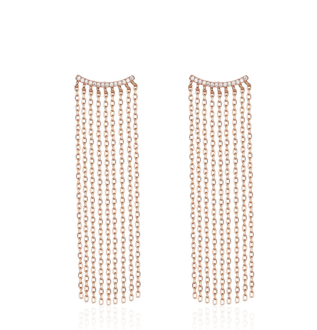 Rain of chains earrings rose gold