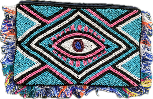 Lucky eye clutch blue