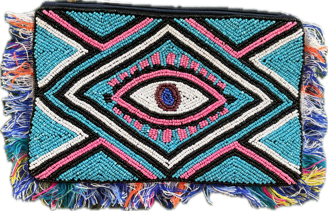Lucky eye clutch blue