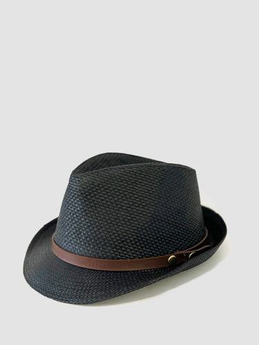 Paper Fedora black with brown belt