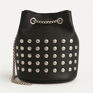 Studded bucket bag - black