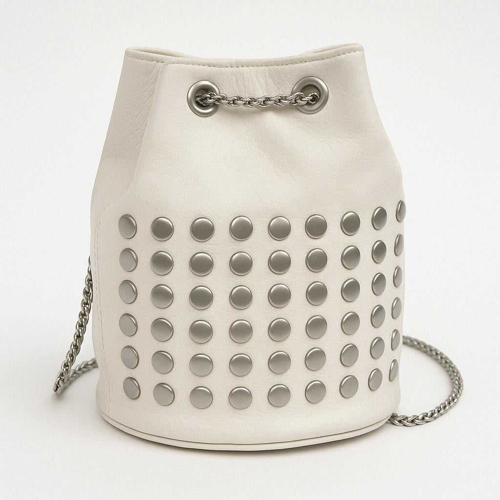 Studded bucket bag - creamy