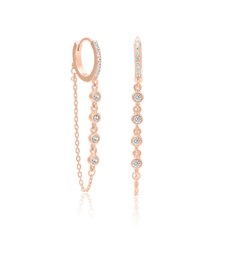 Zirco and chain hoops rose gold