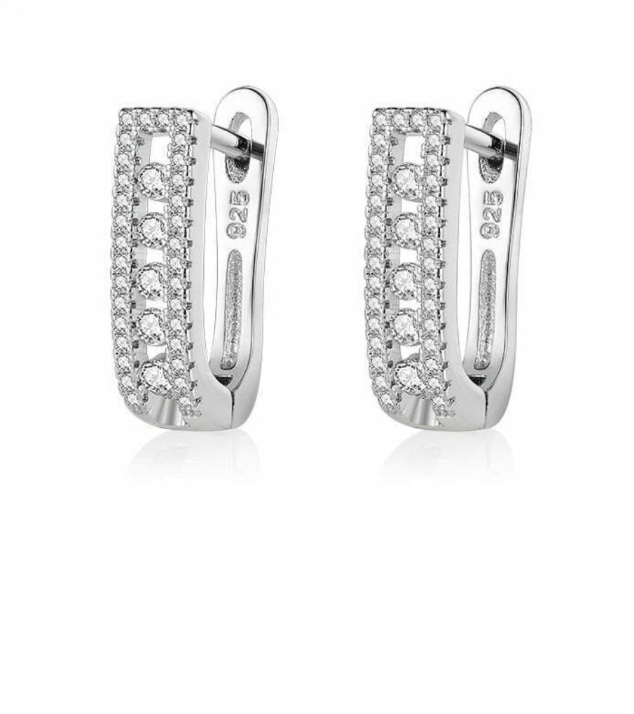 Pave hoops  silver