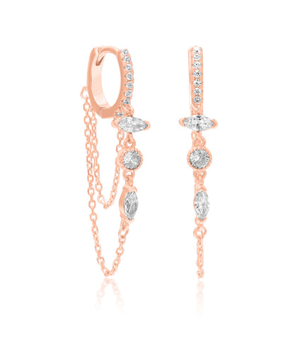 Dangling and zirco  earrings rose gold