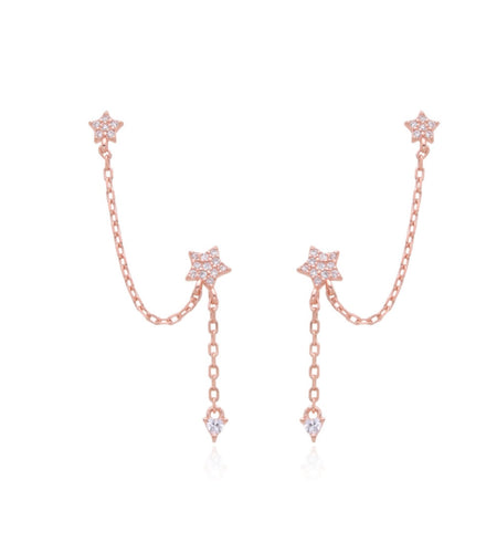 Double stars earrings rose gold