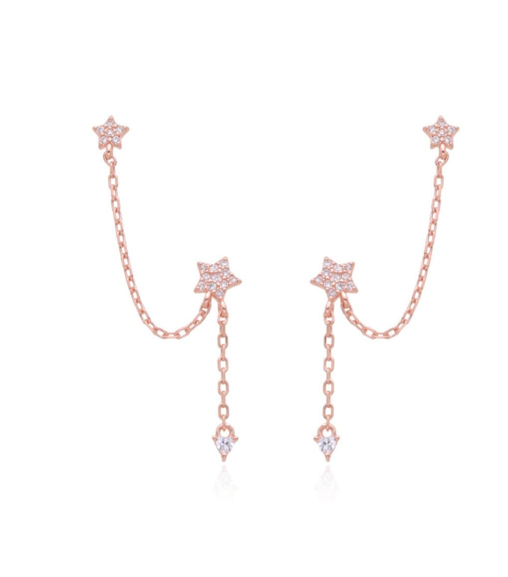 Double stars earrings rose gold