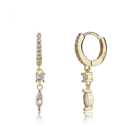 Dangling zirco hoops gold