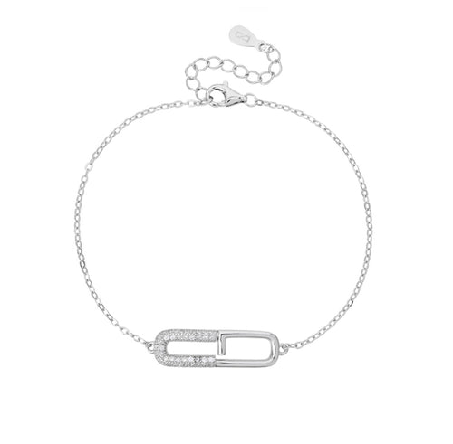 Modern safety pin bracelet silver