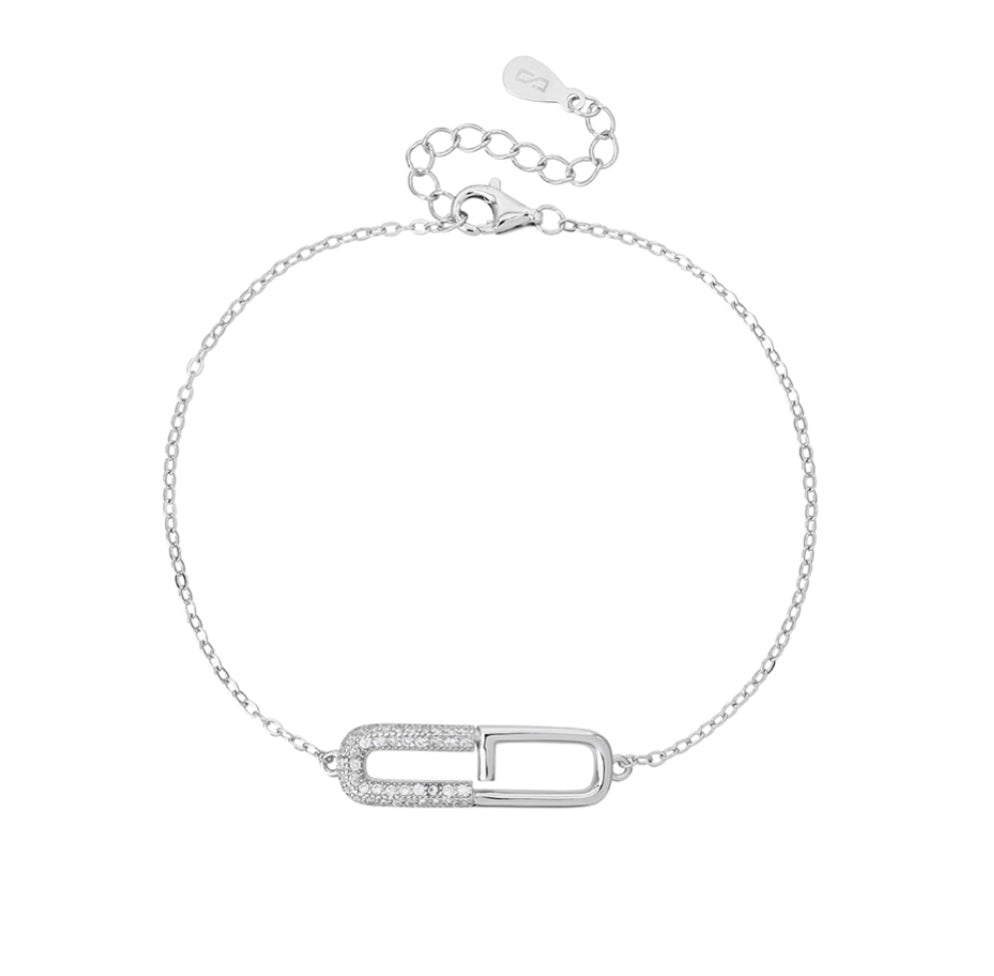 Modern safety pin bracelet silver