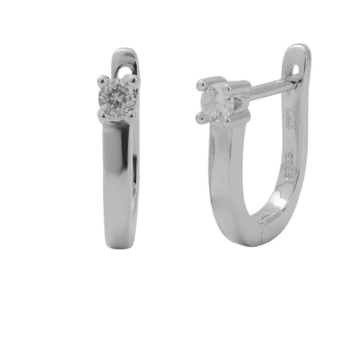 Ovale Silver Hoops with Zircon Stone
