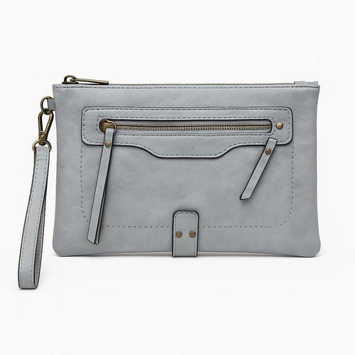Light grey clutch with strap