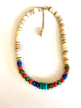 Load image into Gallery viewer, Sea shell &amp; Multico flat beads necklace