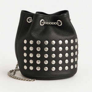 Studded bucket bag - black