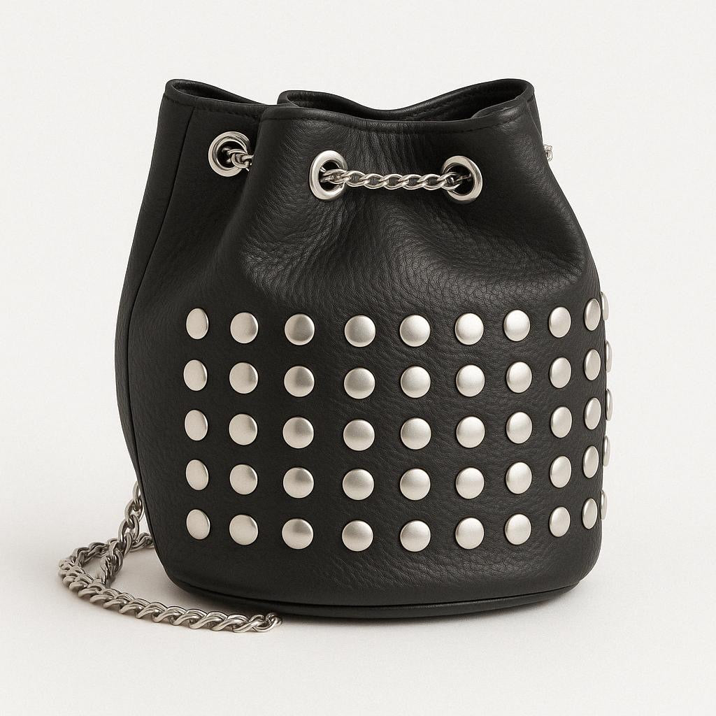 Studded bucket bag - black