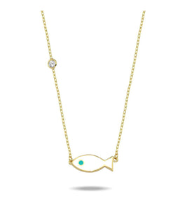 Lucky white fish necklace