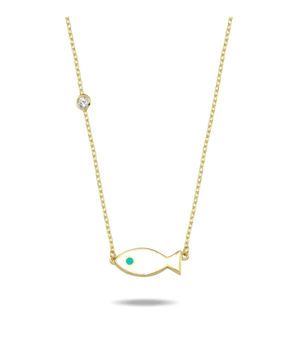 Lucky white fish necklace