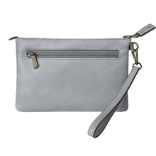 Load image into Gallery viewer, Light grey clutch with strap