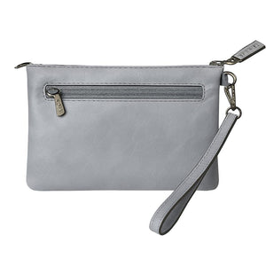 Light grey clutch with strap
