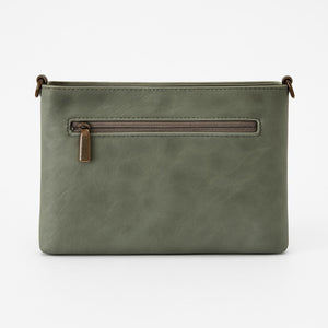Sauge green clutch with strap
