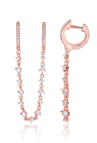 Double hoops  and chain  rose gold