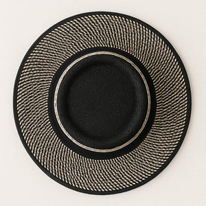 Black straw boater