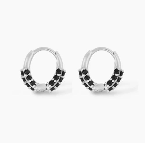 Half black pave hoops