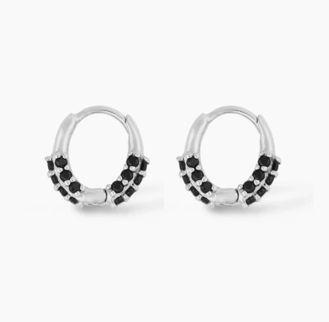 Half black pave hoops