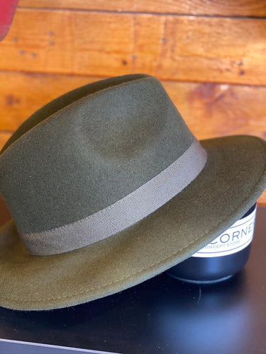 Large classic fedora green army