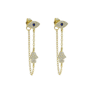 Eye & hamsa earrings